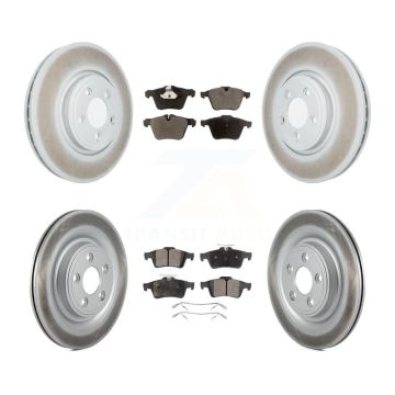 Front Rear Coated Disc Brake Rotors And Semi-Metallic Pads Kit For Jaguar XF KGF-102946
