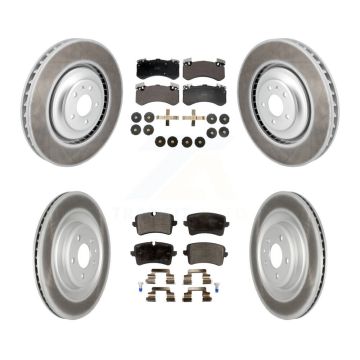 Front Rear Coated Disc Brake Rotors And Semi-Metallic Pads Kit For Audi S7 S8 KGF-102948