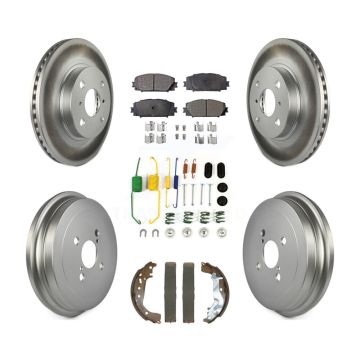 Front Rear Coated Disc Brake Rotors Semi-Metallic Pad And Drum Kit (7Pc) For Toyota Yaris KGF-102963