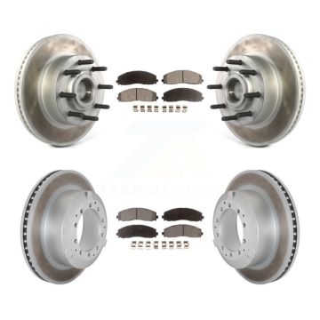 Front Rear Coated Disc Brake Rotors And Semi-Metallic Pads Kit For Ford F-350 Super Duty KGF-102966