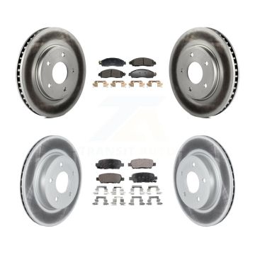 Front Rear Coated Disc Brake Rotors And Semi-Metallic Pads Kit For 2018 Nissan LEAF S KGF-102976