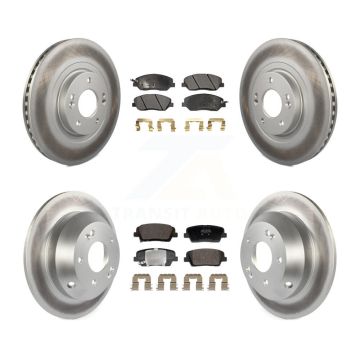 Front Rear Coat Brake Rotors Semi-Metallic Pad Kit For 2013-2016 Hyundai Santa Fe XL 3.3L KGF-102985
