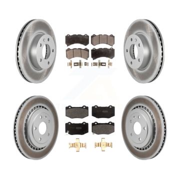 Front Rear Coated Disc Brake Rotors And Semi-Metallic Pads Kit For 2017 Cadillac ATS V KGF-102989