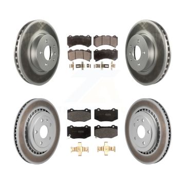 Front Rear Coated Disc Brake Rotors And Semi-Metallic Pads Kit For Cadillac ATS V KGF-102990