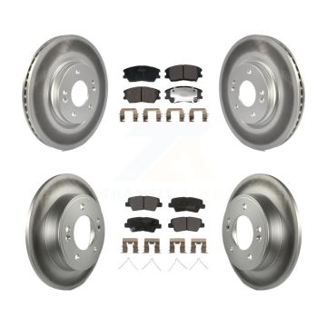 Front Rear Coated Disc Brake Rotors And Semi-Metallic Pads Kit For Kia Soul KGF-102991