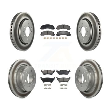 Front Rear Coated Disc Brake Rotors And Semi-Metallic Pads Kit For Ford F-150 KGF-102995