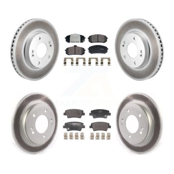 Front Rear Coated Disc Brake Rotors And Semi-Metallic Pads Kit For Hyundai Elantra KGF-102996