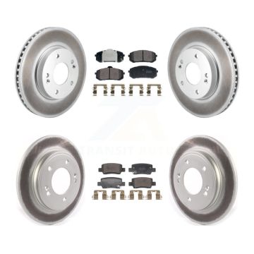 Front Rear Coated Disc Brake Rotors And Semi-Metallic Pads Kit For Hyundai Elantra KGF-102997