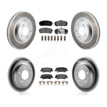 Front Rear Coated Disc Brake Rotors And Semi-Metallic Pads Kit For Hyundai Sonata Kia K5 KGF-102998