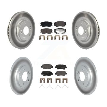 Front Rear Coated Disc Brake Rotors And Semi-Metallic Pads Kit For 2020-2023 Kia Soul EV KGF-103002