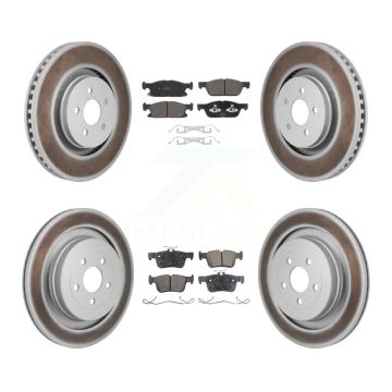 Front Rear Coat Brake Rotor Semi-Metallic Pad Kit For Ford Edge With Red Painted Calipers KGF-103083
