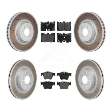 Front Rear Coated Brake Rotors Semi-Metallic Pad Kit For Mercedes-Benz C43 AMG GLC43 C450 KGF-103100