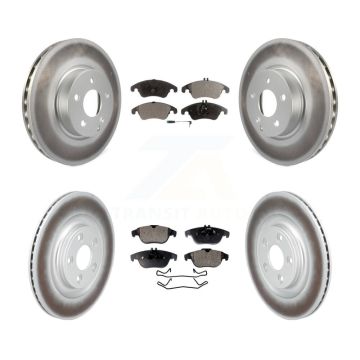 Front Rear Coated Disc Brake Rotors And Semi-Metallic Pads Kit For Mercedes-Benz E400 KGF-103107
