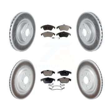 Front Rear Coated Disc Brake Rotors And Semi-Metallic Pads Kit For Mercedes-Benz E400 KGF-103108