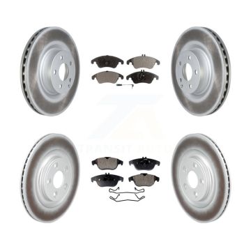 Front Rear Coated Disc Brake Rotors And Semi-Metallic Pads Kit For Mercedes-Benz E400 KGF-103109