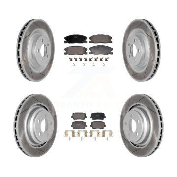 Front Rear Coated Disc Brake Rotors And Semi-Metallic Pads Kit For Dodge Charger KGF-103124