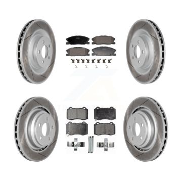 Front Rear Coated Disc Brake Rotors And Semi-Metallic Pads Kit For Dodge Charger KGF-103128