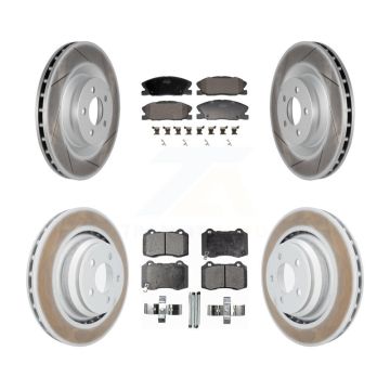 Front Rear Coated Disc Brake Rotors And Semi-Metallic Pads Kit For Dodge Charger KGF-103129