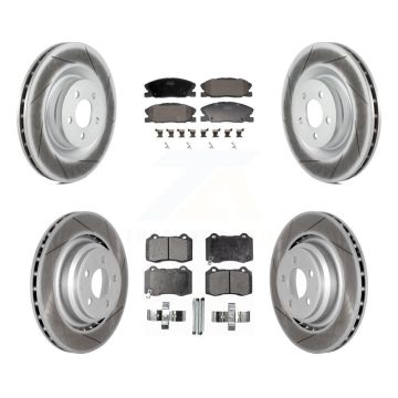 Front Rear Coated Disc Brake Rotors And Semi-Metallic Pads Kit For Dodge Charger KGF-103130