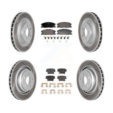 Front Rear Coated Disc Brake Rotors And Semi-Metallic Pads Kit For Dodge Charger KGF-103132