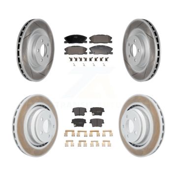 Front Rear Coated Disc Brake Rotors And Semi-Metallic Pads Kit For Dodge Charger KGF-103133