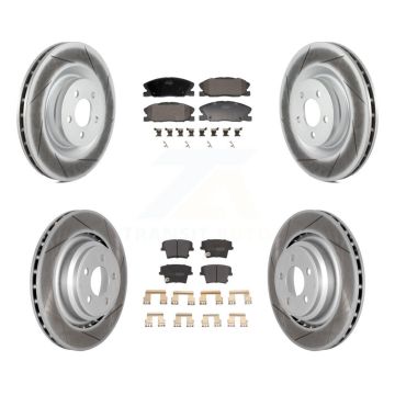 Front Rear Coated Disc Brake Rotors And Semi-Metallic Pads Kit For Dodge Charger KGF-103134