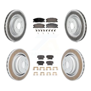 Front Rear Coated Disc Brake Rotors And Semi-Metallic Pads Kit For Dodge Charger KGF-103135