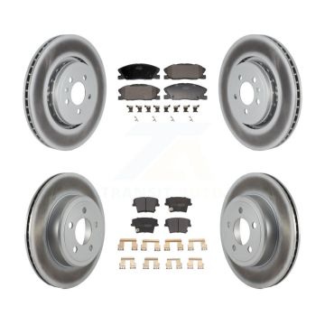 Front Rear Coated Brake Rotor Semi-Metallic Pad Kit For 17-18 Dodge Charger RWD with 5.7L KGF-103140