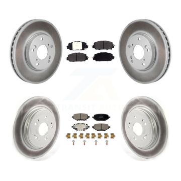 Front Rear Coated Disc Brake Rotors And Semi-Metallic Pad Kit For 2017-2021 Honda Clarity KGF-103145