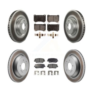 Front Rear Coated Disc Brake Rotors And Semi-Metallic Pads Kit For 2011 Hyundai Equus KGF-103146
