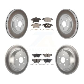 Front Rear Coated Disc Brake Rotor & Semi-Metallic Pad Kit For 2017-2020 Lincoln MKZ 2.0L KGF-103148