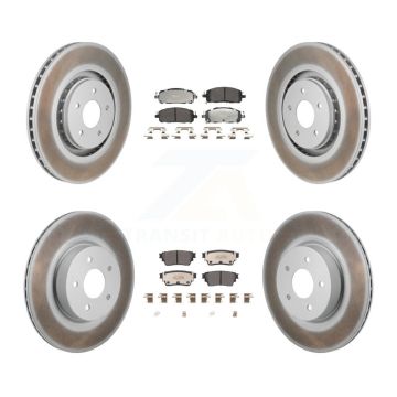 Front Rear Coated Brake Rotors Semi-Metallic Pad Kit For Mitsubishi Outlander Nissan QX60 KGF-103154