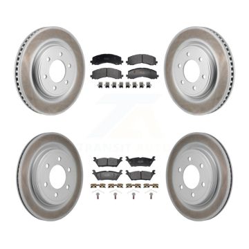 Front Rear Coated Brake Rotor Semi-Metallic Pad Kit For Ford Expedition Lincoln Navigator KGF-103157