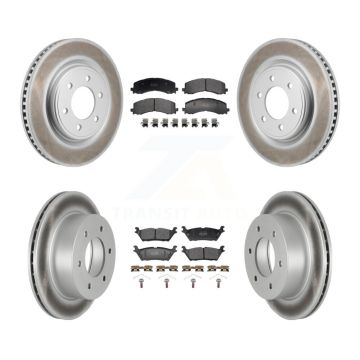 Front Rear Coated Disc Brake Rotor & Semi-Metallic Pad Kit For 2022-2023 Ford Bronco 3.0L KGF-103158