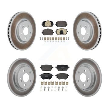 Front Rear Coated Disc Brake Rotors & Semi-Metallic Pad Kit For Mercedes-Benz A220 CLA250 KGF-103166