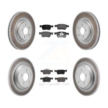Front Rear Coated Disc Brake Rotors And Semi-Metallic Pad Kit For 2022-2023 Ford Maverick KGF-103172