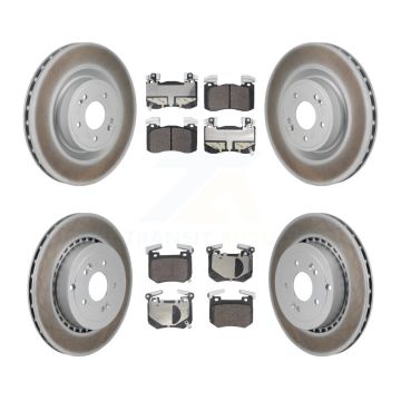 Front Rear Coated Disc Brake Rotors And Semi-Metallic Pad Kit For Kia Stinger Genesis G70 KGF-103173