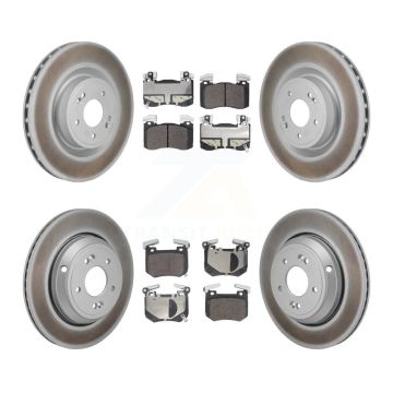 Front Rear Coated Disc Brake Rotors And Semi-Metallic Pads Kit For 2022 Genesis G70 3.3L KGF-103174