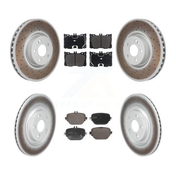 Front Rear Coated Brake Rotor & Semi-Metallic Pad Kit For Mercedes-Benz E400 E450 E43 AMG KGF-103177