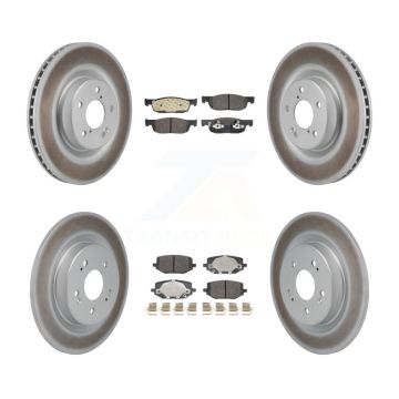 Front Rear Coated Disc Brake Rotor And Semi-Metallic Pad Kit For 2022-2023 Acura MDX 3.5L KGF-103187