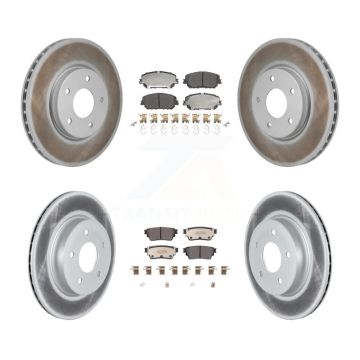 Front Rear Coated Disc Brake Rotors And Semi-Metallic Pads Kit For Nissan Rogue KGF-103192
