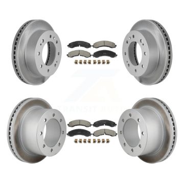 Front Rear Coated Disc Brake Rotor Semi-Metallic Pad Kit For GMC Sierra 3500 HD Chevrolet KGF-103198