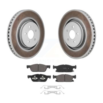 Front Coat Brake Rotor Semi-Metallic Pad Kit For Ford Edge 2.7L With Red Painted Calipers KGF-103199
