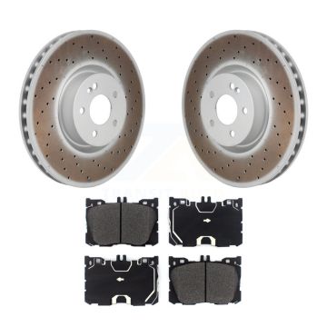 Front Coated Brake Rotors Semi-Metallic Pad Kit For Mercedes-Benz C43 AMG GLC43 E450 E400 KGF-103209