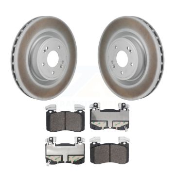 Front Coated Disc Brake Rotors And Semi-Metallic Pads Kit For Genesis G70 Kia Stinger KGF-103253