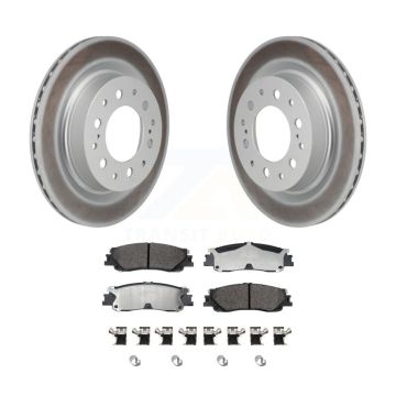 Rear Coated Disc Brake Rotors Semi-Metallic Pad Kit For Toyota Tundra Sequoia Lexus LX600 KGF-103313