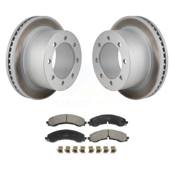Rear Coated Brake Rotors Semi-Metallic Pad Kit For GMC Sierra 3500 HD Chevrolet Silverado KGF-103325