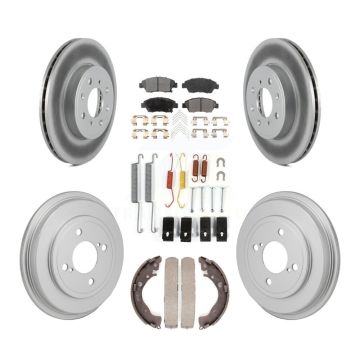 Front Rear Coat Disc Brake Rotor Semi-Metallic Pad Drum Kit (7Pc) For 2015-2020 Honda Fit KGF-103329