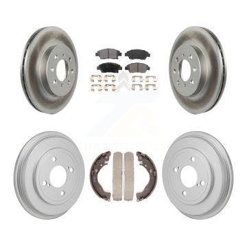 Front Rear Coated Disc Brake Rotors Semi-Metallic Pads And Drum Kit For 2013 Honda Fit DX KGF-103339