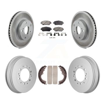 Front Rear Coated Disc Brake Rotors Semi-Metallic Pad Drum Kit For 2015 Toyota Tacoma 4WD KGF-103342